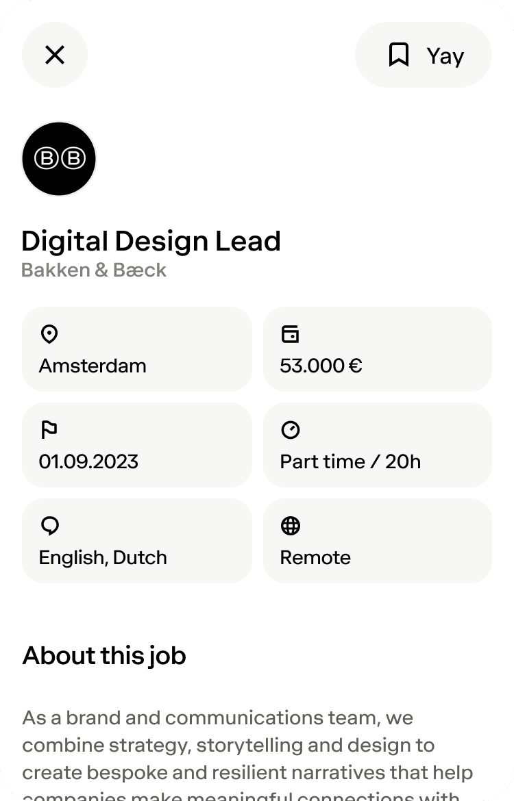 Modal with job details